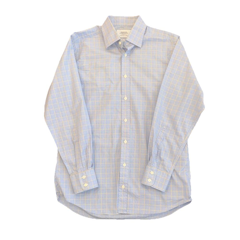 Charles Tyrwhitt Slim Fit Non-Iron Dress Shirt Blue Check Plaid 15.5 33